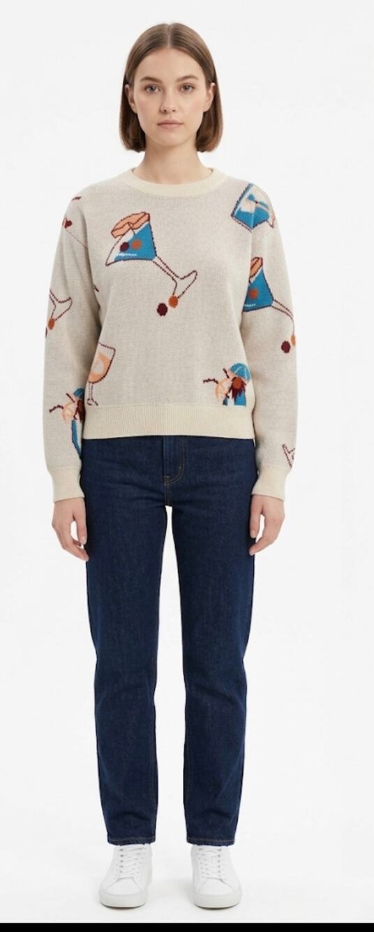 Harden Cashmere Cocktail Hour Crew Sweater in Ivory XXS